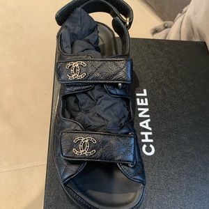 Chanel Velcro Dad Sandals Calfskin Leather